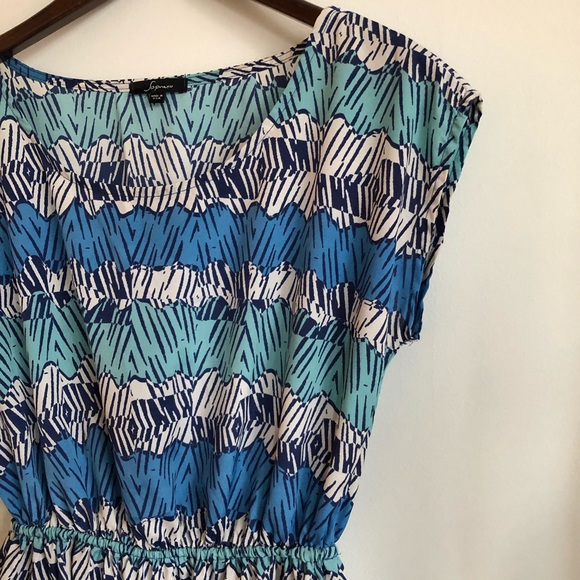 🌿 3 for $20 Blue abstract dress cinched waist - Picture 4 of 8